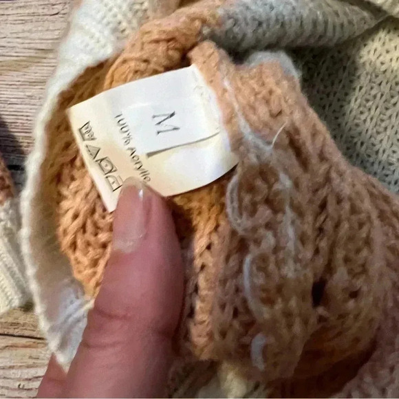 3 for $25/ Cream Peach Gray Striped Baggy Sweater - Picture 2 of 2